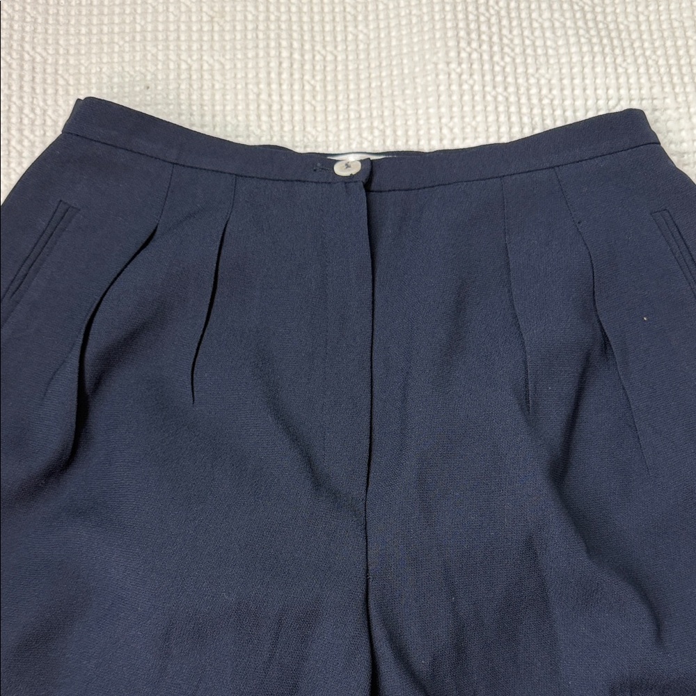 Classic Navy High-Waist Liz Claiborne Collection Pleated Trousers - Size 10